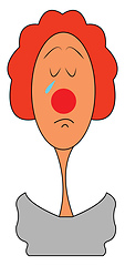 Image showing Sad clown illustration vector on white background 