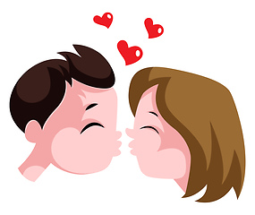 Image showing Young boy and a girl in love illustration vector on white backgr