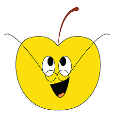 Image showing A happy yellow apples in glasses vector or color illustration