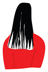 Image showing Red sweatered girl with black hair illustration vector on white 