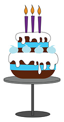 Image showing A big fondant birthday cake mounted on a grey cake stand vector 