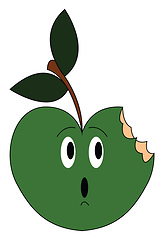 Image showing Bitten green apple vector illustration 