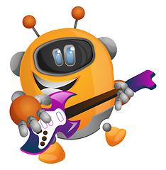 Image showing Robot playing guitar illustration vector on white background