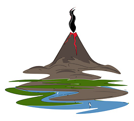 Image showing An active volcano vector or color illustration