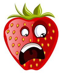 Image showing Affraid strawberry face illustration vector on white background