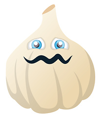 Image showing Really sad cartoon garlic illustration vector on white backgroun