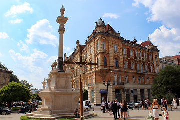 Image showing street in Lviv with monument