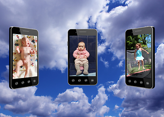 Image showing mobile phones with different stages of childhood