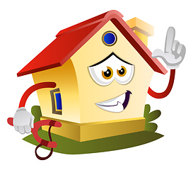 Image showing House is holding slingshot, illustration, vector on white backgr