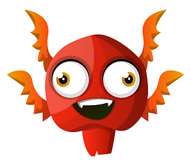 Image showing Red smiling monster illustration vector on white background