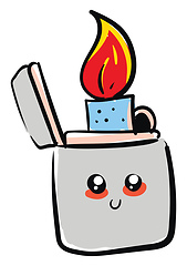 Image showing A cute lighter with flame vector or color illustration