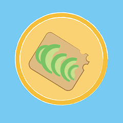 Image showing Clipart of the delicious avocado toast over blue background vect