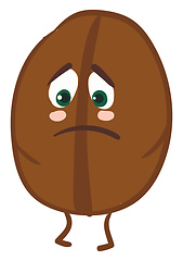 Image showing A sad coffee bean vector or color illustration