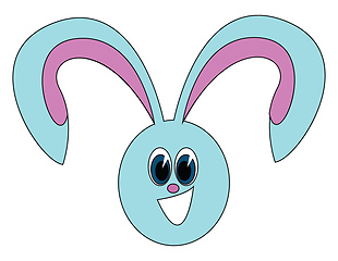 Image showing A happy blue bunny vector or color illustration