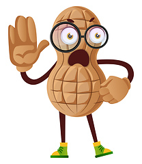 Image showing Peanut with big hands, illustration, vector on white background.