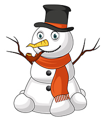 Image showing Snowman with pipe illustration vector on white background