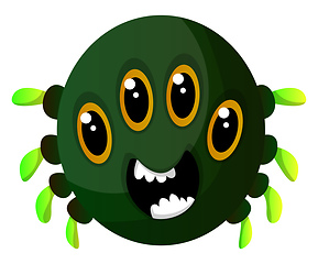 Image showing Green monster with four eyes illustration vector on white backgr