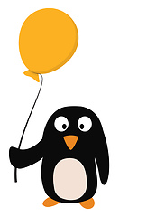 Image showing Penguin with yellow balloon vector or color illustration