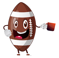 Image showing Rugby ball is holding mug, illustration, vector on white backgro