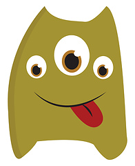 Image showing A green monster with three eyes vector or color illustration