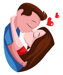 Image showing Girl and boy kissing illustration vector on white background