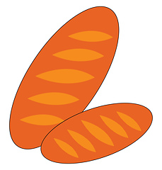 Image showing Portrait of two loaves of bread vector or color illustration