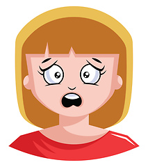 Image showing Blonde woman is very anxious illustration vector on white backgr