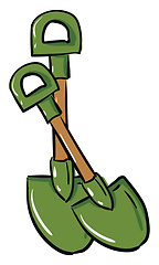 Image showing Green crossed shovels with handles illustration vector on white 