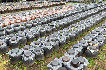 Image showing Production of Vinegar in Barrel store at outdoor