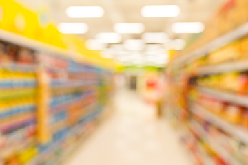 Image showing Blur supermarket interior for background
