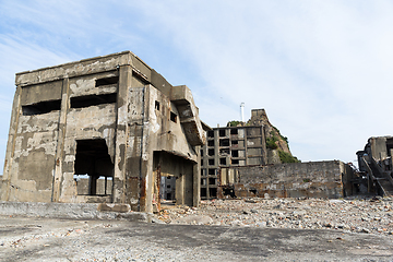 Image showing Abandoned Battleship island of Gunkanjima in nagasaki city of Ja