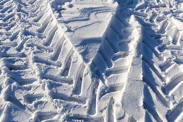 Image showing Traces of the car in the snow