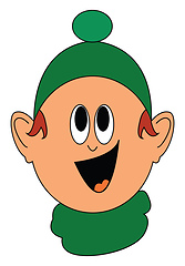 Image showing A happy child with green hat vector or color illustration