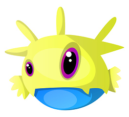 Image showing Yellow monster with different size eyes illustration vector on w