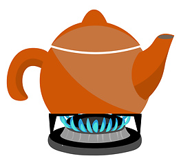 Image showing kettle on a gas stove vector or color illustration
