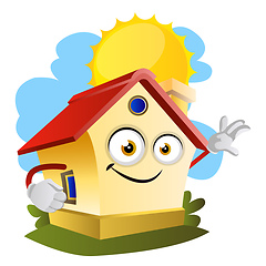Image showing House on a sunny day, illustration, vector on white background.