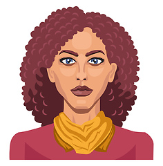 Image showing Pretty girl with curly red hair illustration vector on white bac