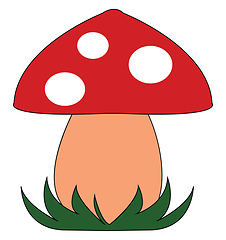 Image showing A little red mushroom vector or color illustration