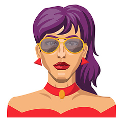 Image showing Girl with purple hair and glasses illustration vector on white b