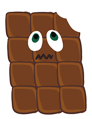 Image showing A scared chocolate bar vector or color illustration