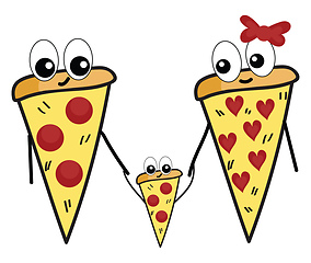 Image showing A cute pizza family vector or color illustration