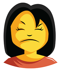 Image showing Woman in red top is looking bit cranky illustration vector on wh