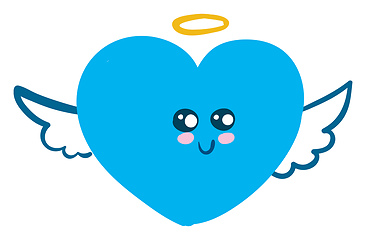 Image showing Clipart of a smart blue angel heart vector or color illustration