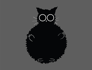 Image showing Portrait of a black furry cat over a grey background vector or c