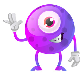 Image showing Cute purple monster waving illustration vector on white backgrou