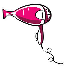 Image showing A pink hair dryer vector or color illustration