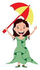 Image showing Young woman holding an umbrella illustration vector on white bac