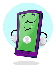 Image showing Green happy mobile emoji illustration vector on white background