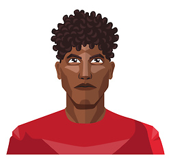 Image showing Pretty guy wearing a red shirt and curly hair illustration vecto