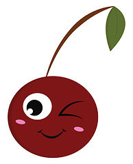 Image showing Winking cherry vector or color illustration